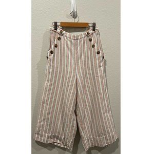 AMERICAN EAGLE Linen Striped Wide Leg High Rise Pants